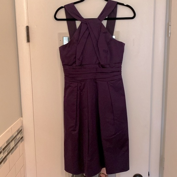 David’s Bridal Bridesmaid Dress. Y-Neck. Pleating. Size 6. Color Lapis. 83690. - Picture 2 of 8